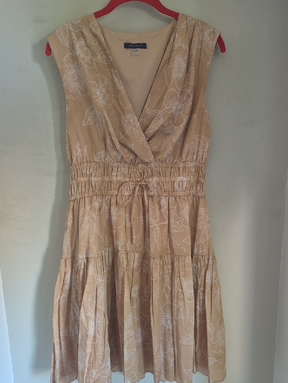 Tommy Hilfiger Tan Floral Print Sleeveless Dress